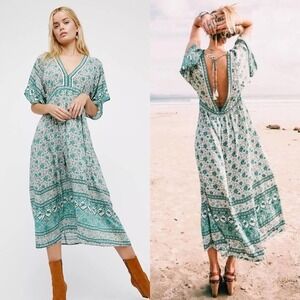 Spell Kombi Folk Dress in Sage